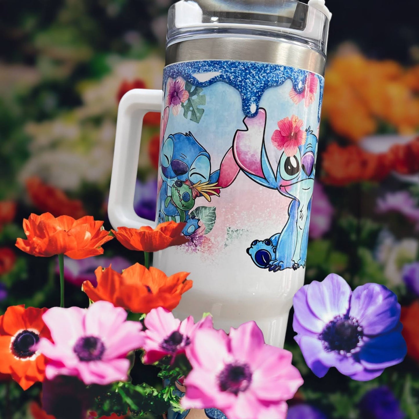 Stitch Tumblers, Custom 40oz Insulated Cup With Straw, Personalized Disney  Mug, 40oz Handle Stitch Tumbler, Custom Lilo and Stitch Gift 