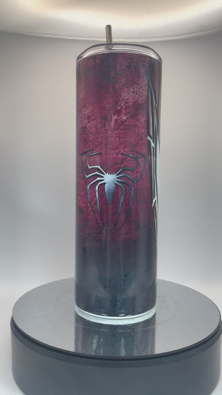 3D Marvel Spiderman custom made 20 oz skinny Stainless steel tumbler P0132