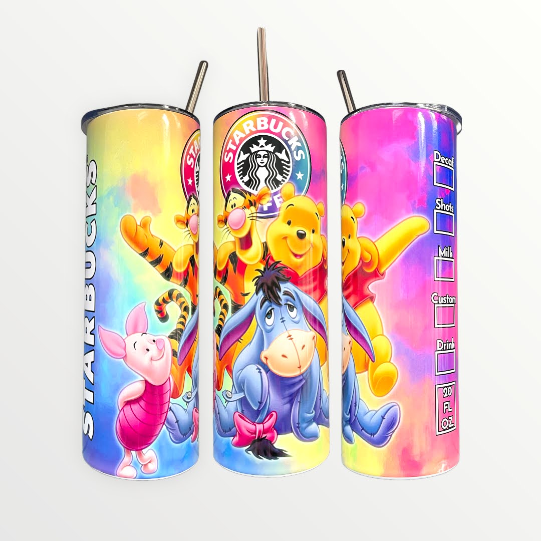 Starbucks Winnie The Pooh Insulated 20oz Thermal Skinny Tumbler With Optional Personalisation